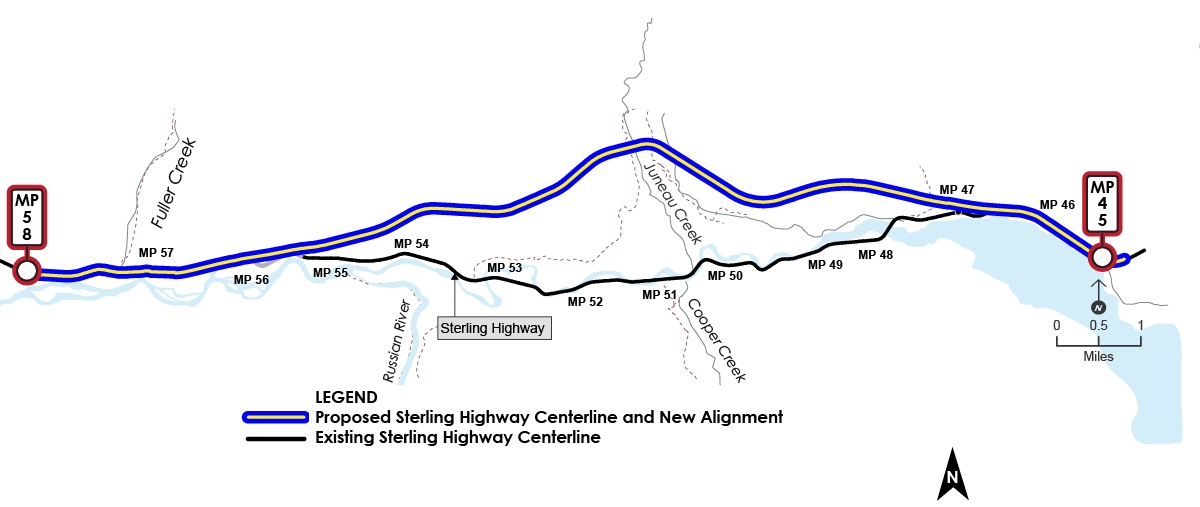 Sterling Highway 45-60 Alignment Map